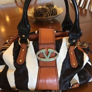 Valentino Zebra hair bag with Crystal & blue clasp